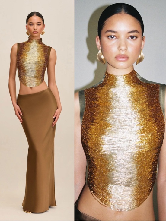 cult gaia Tops - Cult Gaia Taraji Gold Beaded High-Neck Top Size Small NEW! New with tags!